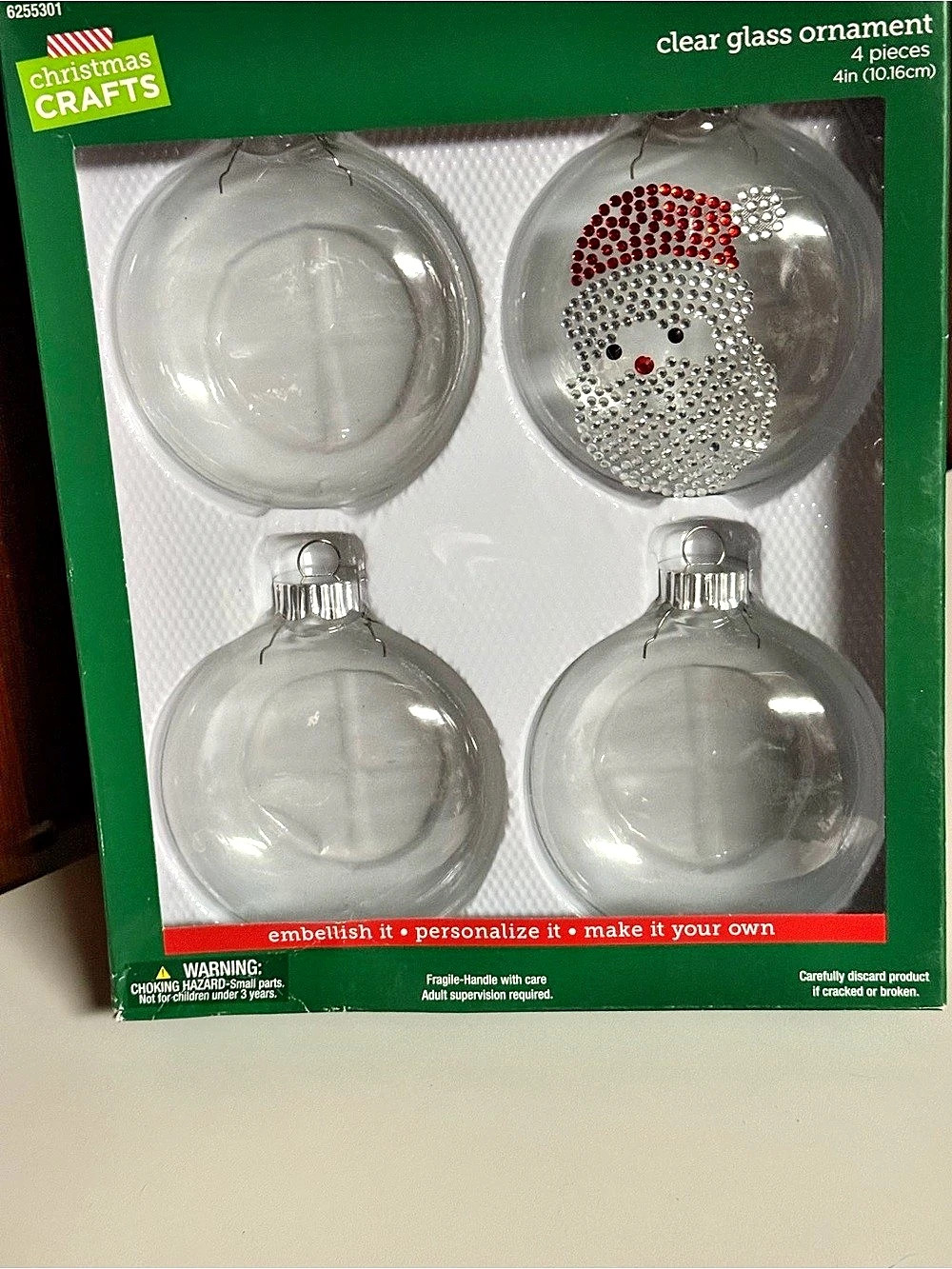 Christmas Crafts Clear Glass Ornament Set NWT